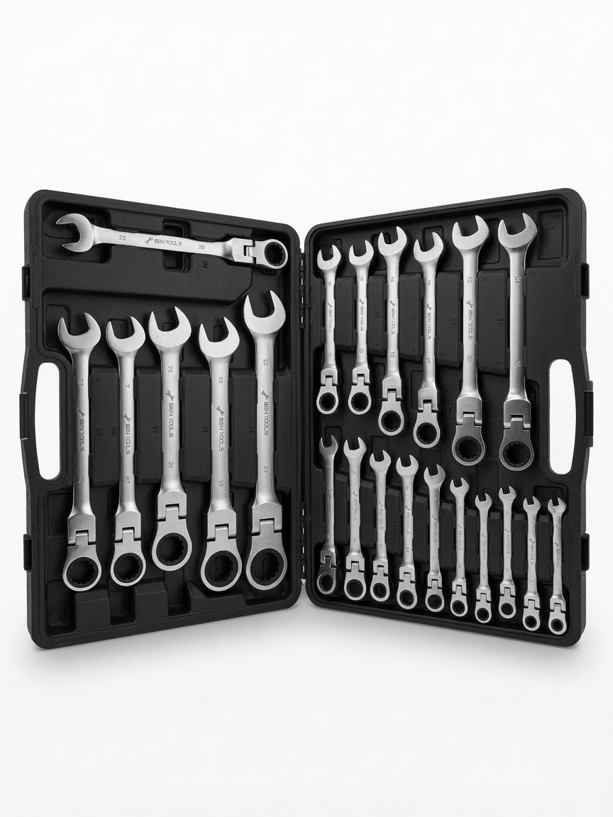Set de 22 clés à cliquet flexibles AUTOFORGE en chrome vanadium — vue 2