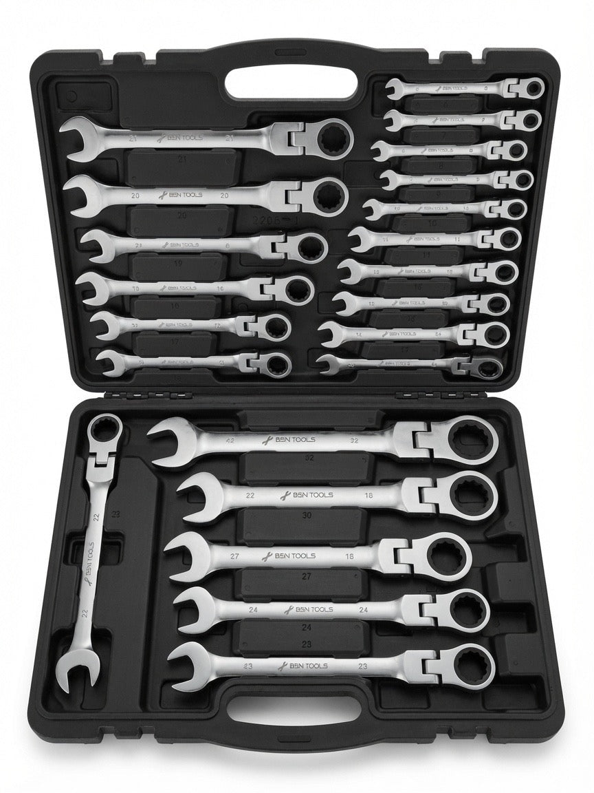 Set de 22 clés à cliquet flexibles AUTOFORGE en chrome vanadium